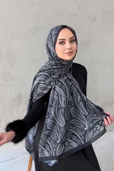 Siyah Elvan Modal İpek Şal
