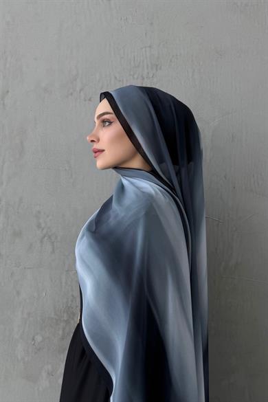 Siyah Feerla Kumlu İpek Şal