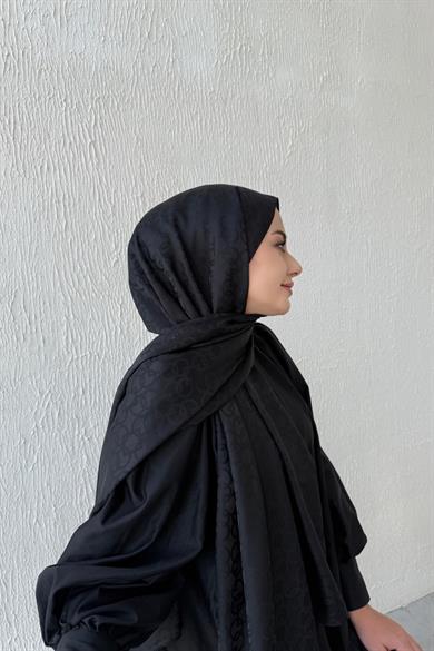 Siyah Geometrik Jakar Şal