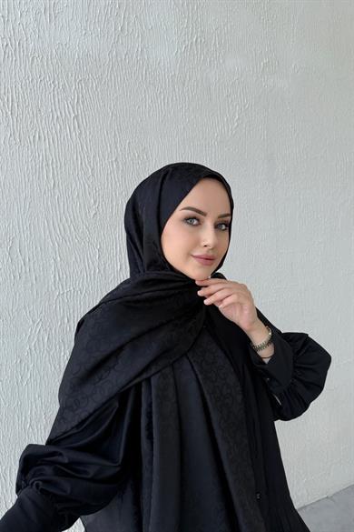 Siyah Geometrik Jakar Şal