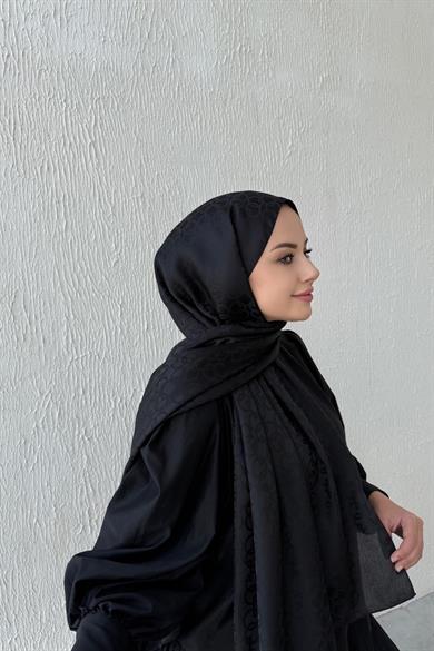 Siyah Geometrik Jakar Şal