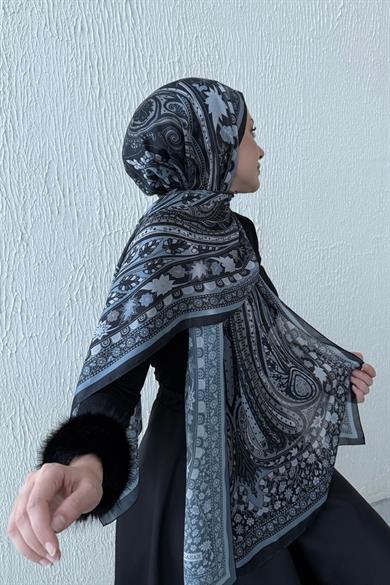 Black & Gray Etro Authentic Indian Silk Shawl