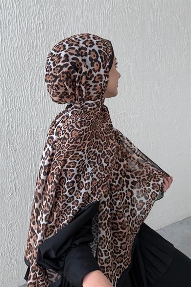 Siyah & Kahverengi Leopar Modal Şal