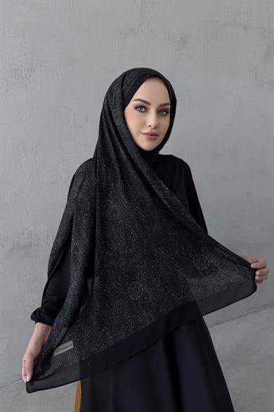 Siyah Leena Koza %100 Pamuk Şal
