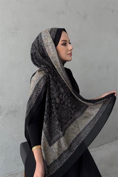 Siyah Maaren Koza %100 Pamuk Şal 
