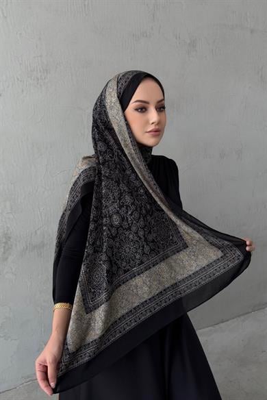 Siyah Maaren Koza %100 Pamuk Şal 