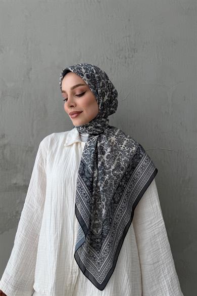 Siyah Mahi Bohem Modal İpek Şaleşarp