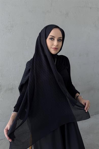 Siyah Melinna Pamuk Kaşmir Şal