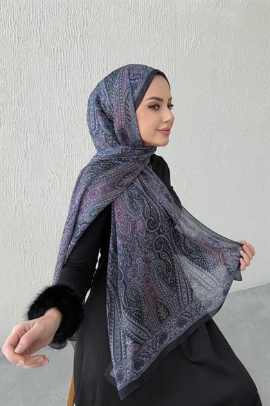 Black & Purple Authentic Indian Silk Shawl