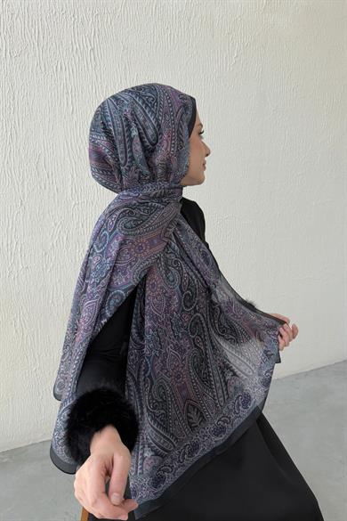 Black & Purple Authentic Indian Silk Shawl
