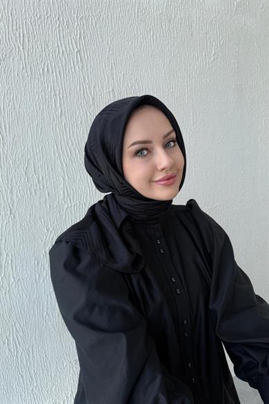 Siyah Noya İpeksi Jakar Eşarp
