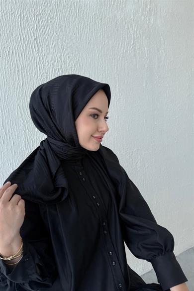 Siyah Noya İpeksi Jakar Eşarp