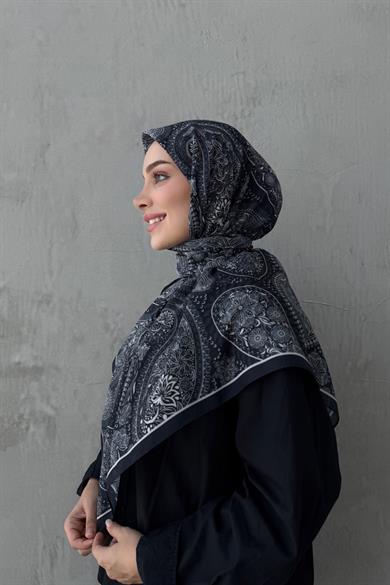 Siyah Şehvar Bohem Modal İpek Şaleşarp