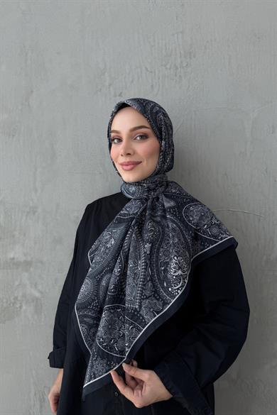 Siyah Şehvar Bohem Modal İpek Şaleşarp