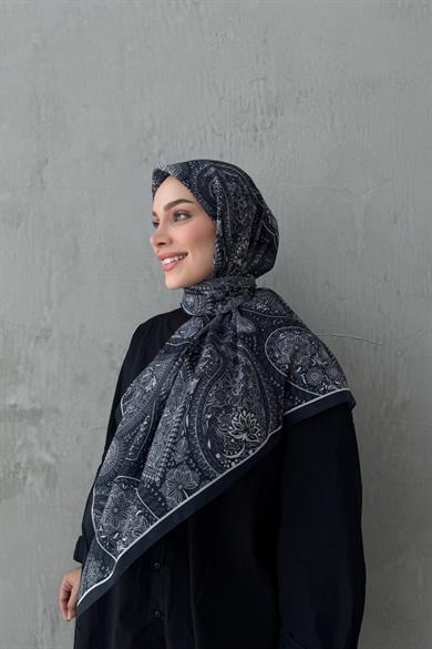 Siyah Şehvar Bohem Modal İpek Şaleşarp