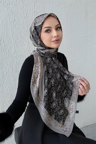 Siyah & Vizon Etro Modal İpek Şaleşarp