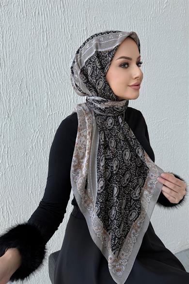 Siyah & Vizon Etro Modal İpek Şaleşarp