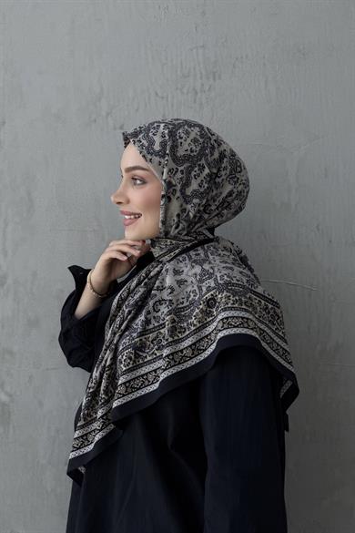 Black & Beige Bohemian Modal Silk Scarf