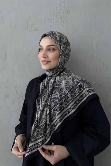 Black & Beige Bohemian Modal Silk Scarf