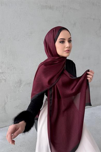 Black&Claret Red Asu Authentic Indian Silk Shawl