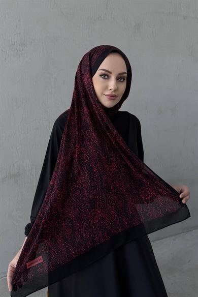 Siyah&Bordo Leena Koza %100 Pamuk Şal