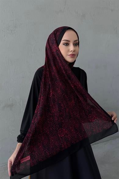 Siyah&Bordo Leena Koza %100 Pamuk Şal