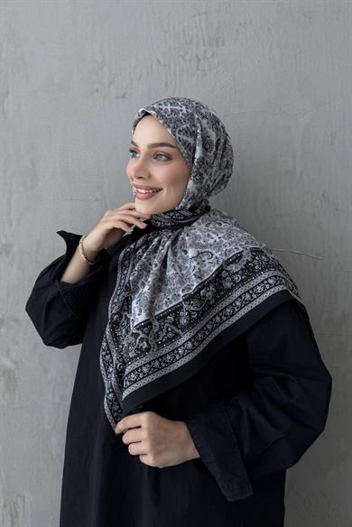 Black & Gray Bohemian Modal Silk Scarf