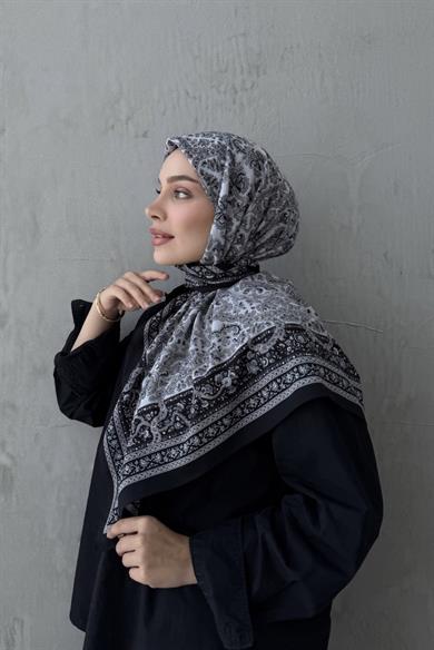 Black & Gray Bohemian Modal Silk Scarf