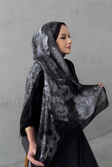 Siyah&Gri Tual Koza %100 Pamuk Şal