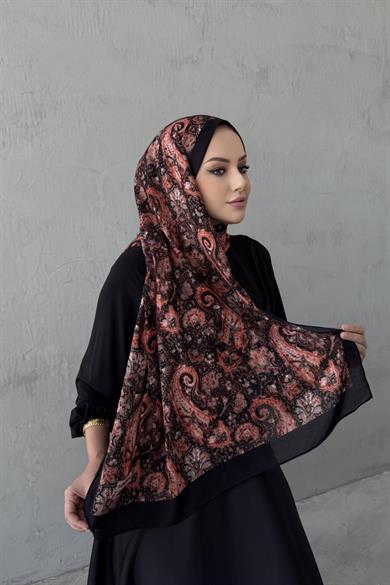 Siyah&Kiremit Laventa Koza %100 Pamuk Şal