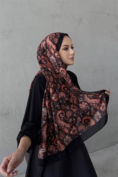 Siyah&Kiremit Laventa Koza %100 Pamuk Şal