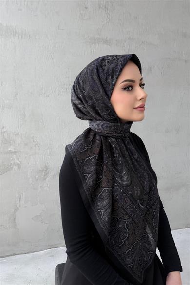 Siyah&Mor Beliz Bohem Modal İpek Şaleşarp