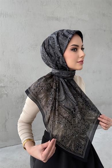 Siyah&Vizon Beliz Bohem Modal İpek Şaleşarp