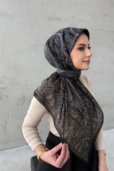 Siyah&Vizon Beliz Bohem Modal İpek Şaleşarp