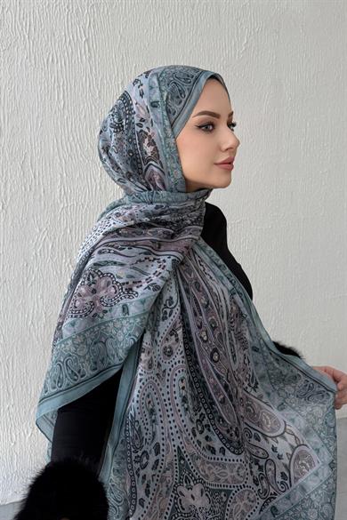 Su Yeşili Şazeli Bohem Modal İpek Şal