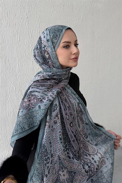 Su Yeşili Şazeli Bohem Modal İpek Şal