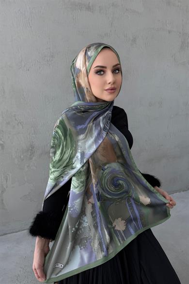 Su Yeşili Sahara Kumlu İpek Şal