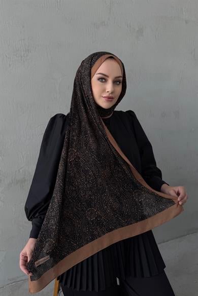Taba&Siyah Leena Koza %100 Pamuk Şal