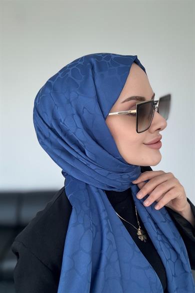Taş Desen İpeksi Jakar indigo