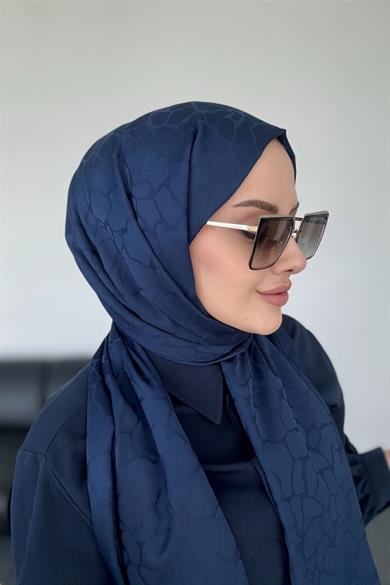 Taş Desen İpeksi Jakar Lacivert