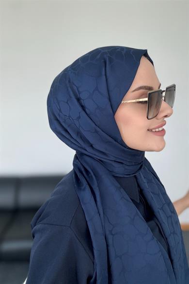 Taş Desen İpeksi Jakar Lacivert