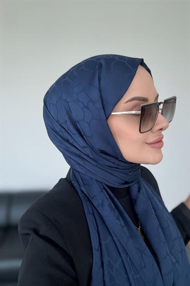 Taş Desen İpeksi Jakar Lacivert