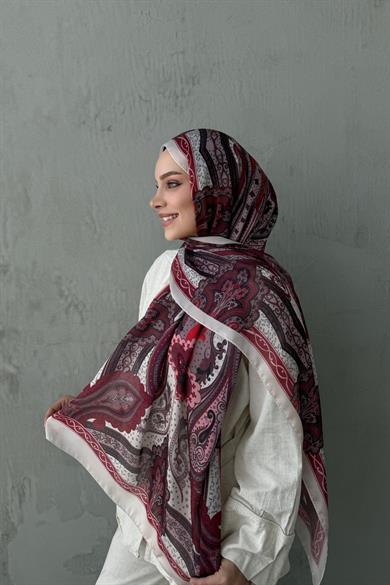 Stone & Burgundy Mahra Authentic Indian Silk Shawl