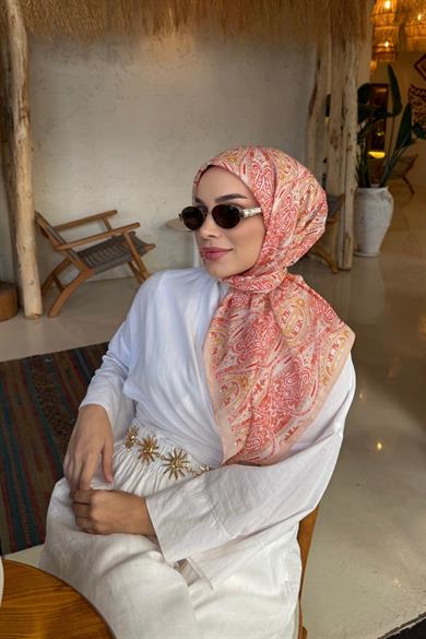 Turuncu Loresa Modal İpek Eşarp