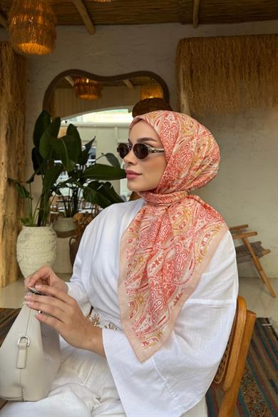 Turuncu Loresa Modal İpek Eşarp