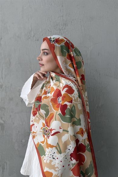 Turuncu Rosa Modal İpek Şal