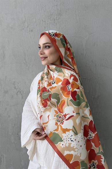 Turuncu Rosa Modal İpek Şal