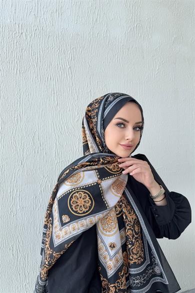 Versac Desen Vual İpek Şal Siyah
