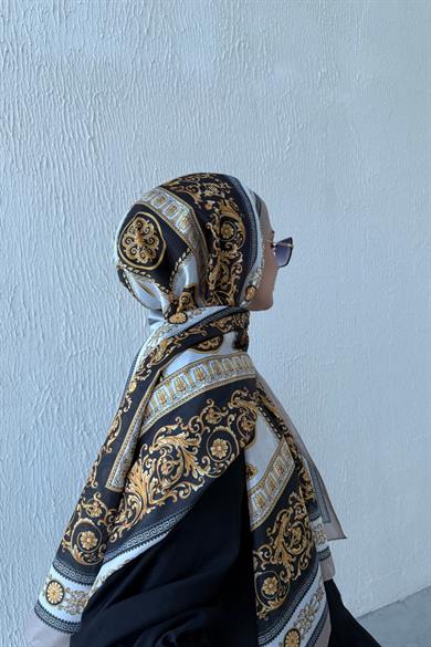 Versac Desen Vual İpek Şal Vizon