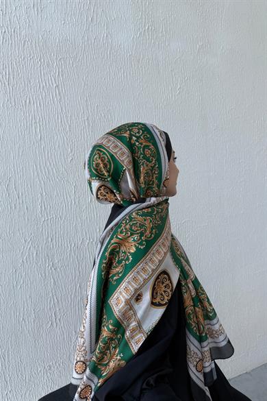 Versac Desen Vual İpek Şal Yeşil